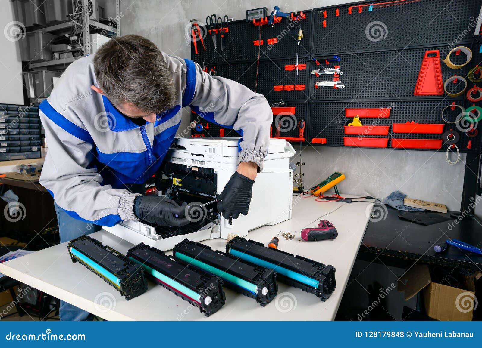 Master Professional Refills Laser Printer Cartridges in the Stock Photo Image of