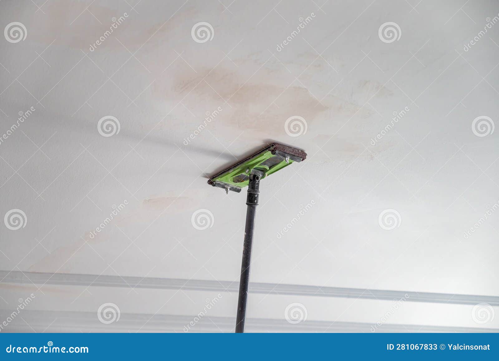 The Master Sanding the Plaster on the Ceiling Stock Image Image of restore, home 281067833