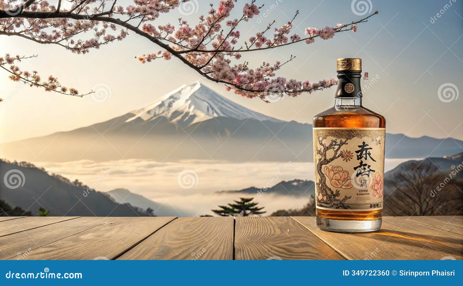 a masterful japanese whisky bottle traditional  exquisite craftsmanship on a rustic wooden surface celebrates