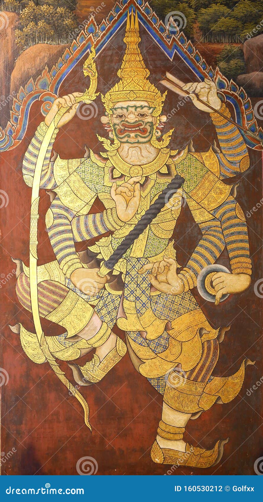 Masterpiece of Traditional Thai Style Painting Art Old about Ramayana