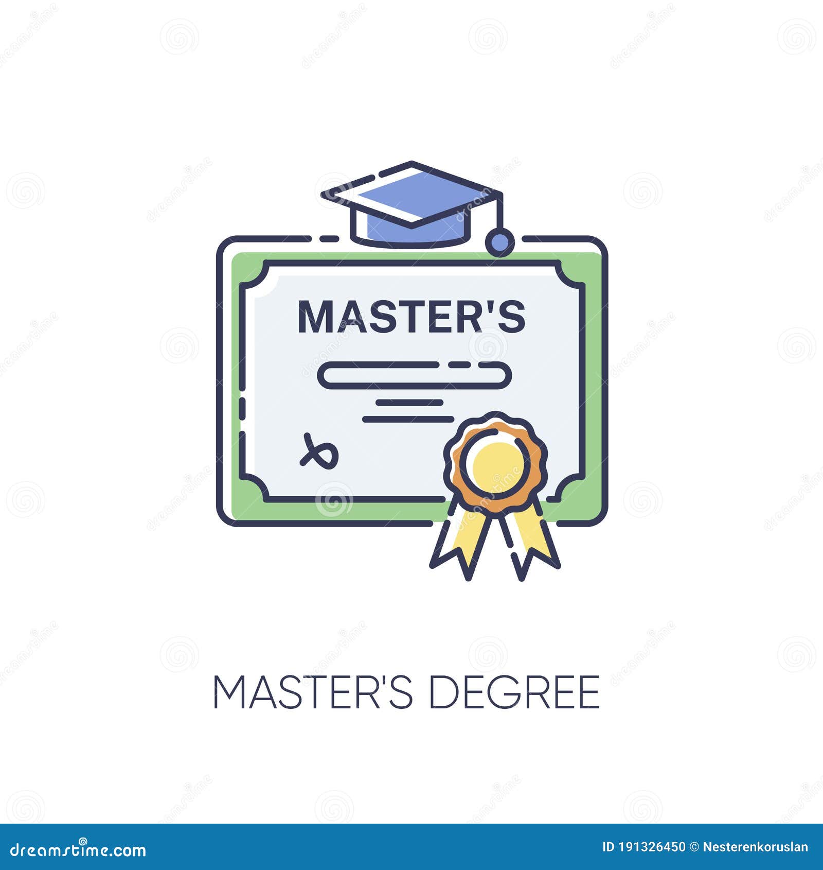 Masters Degree Rgb Color Icon Stock Vector Illustration Of Cartoon