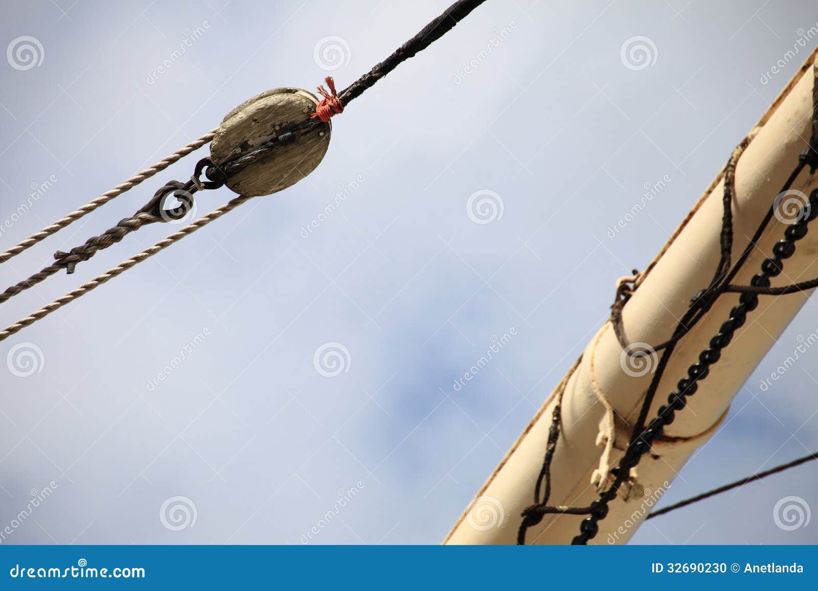 Masts and Rope of Sailing Ship. Stock Photo - Image of equipment ...