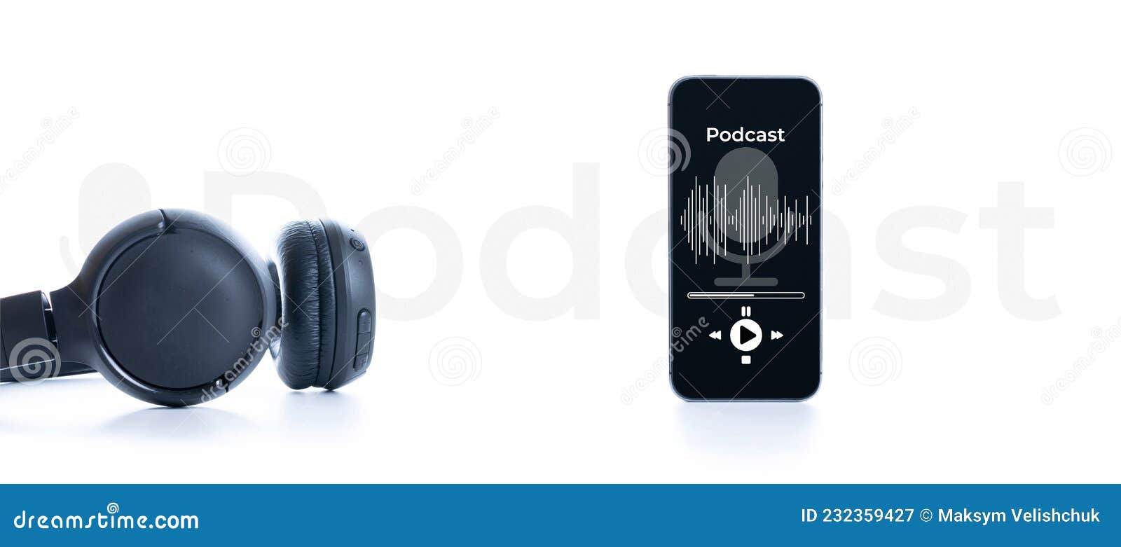 Matériel Audio Podcast. Casque Audio Microphone Son Application