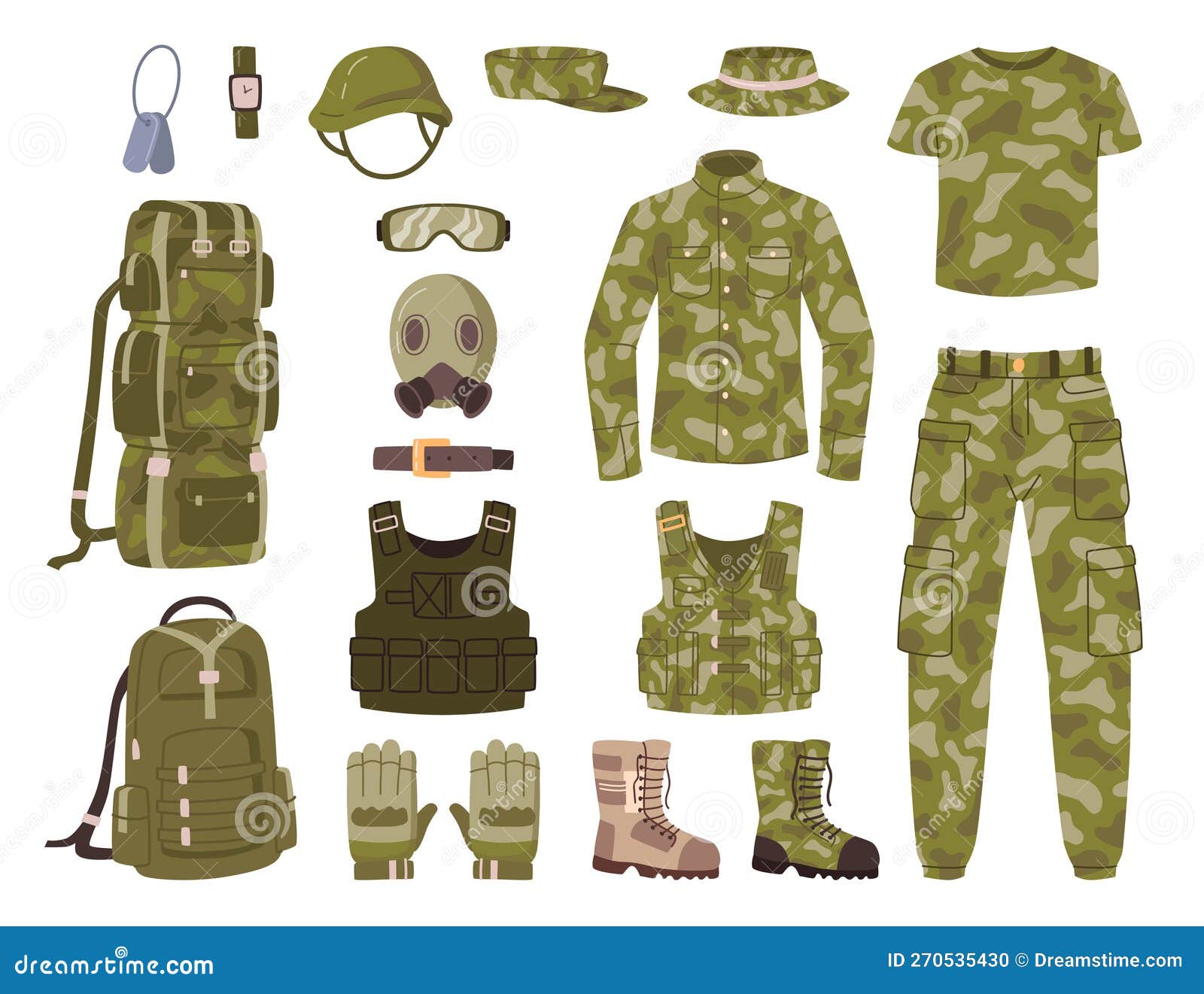 Matériel Militaire Pour Les Vêtements De Soldats Illustration de Vecteur -  Illustration du matériel, camouflage: 270535430