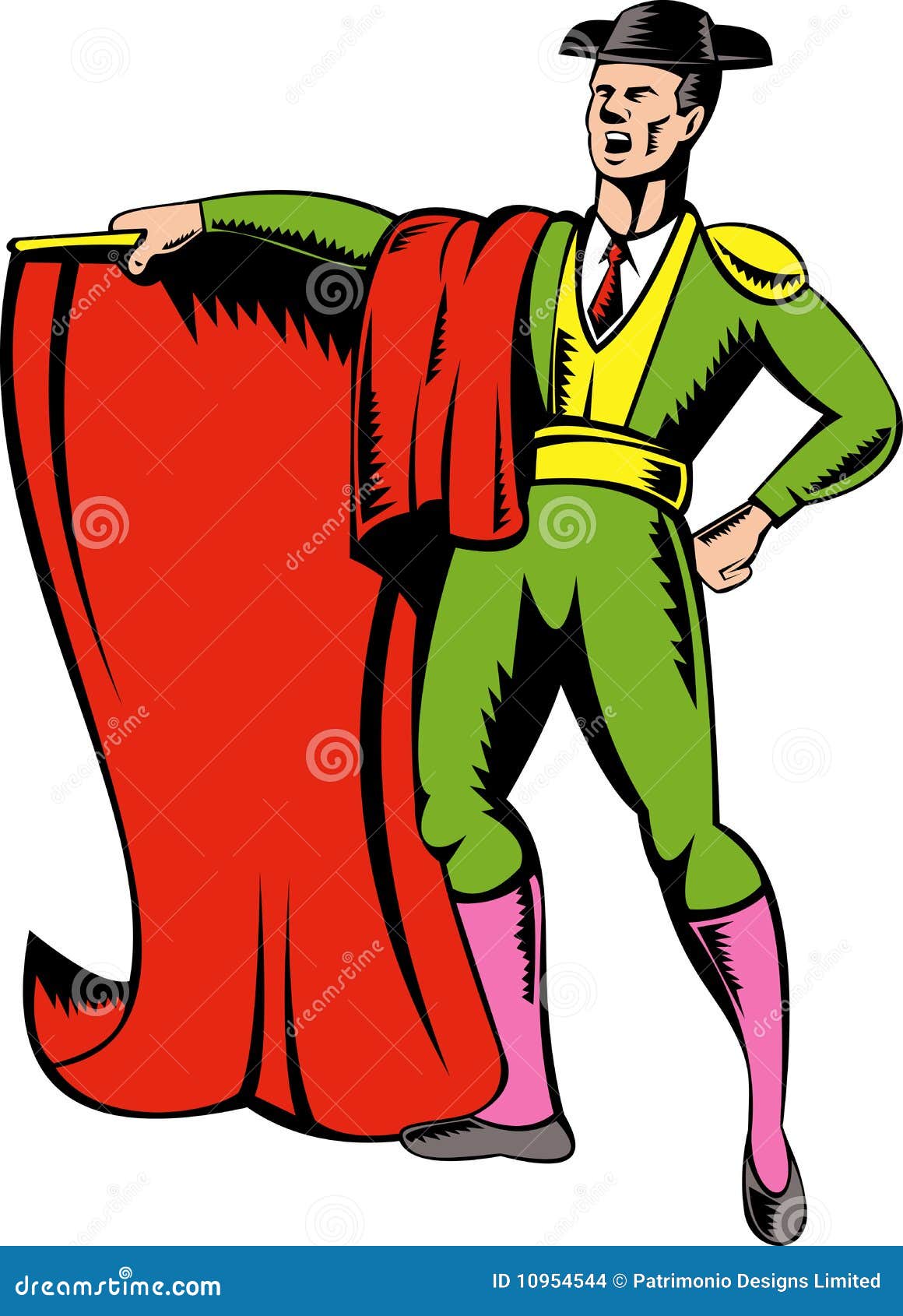 Matador Or Bullfighter With Red Cape Stock Vector Illustration Of Standing Background