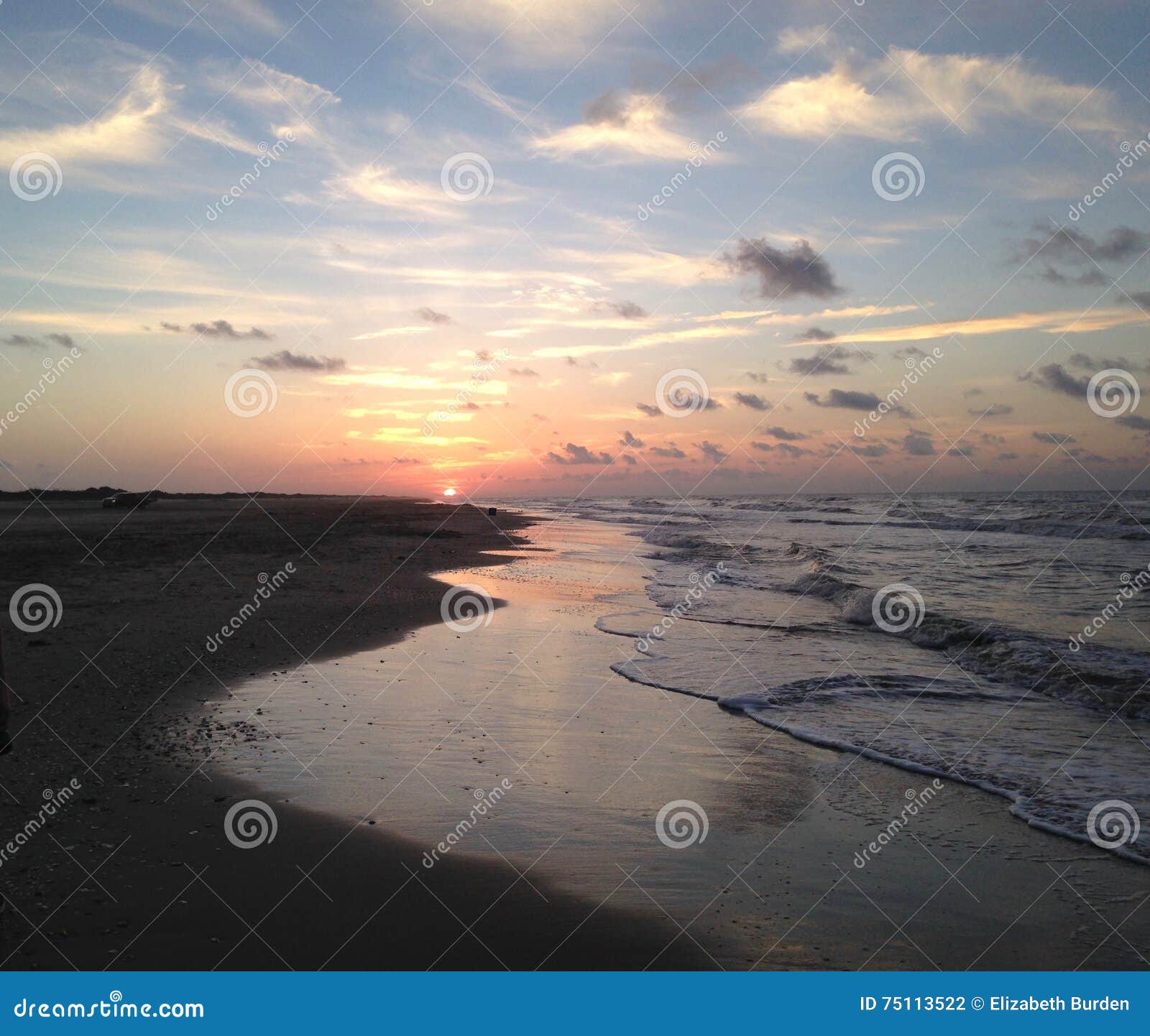 Matagorda Island Beach at Sunrise Stock Photo Image of ocean, waves