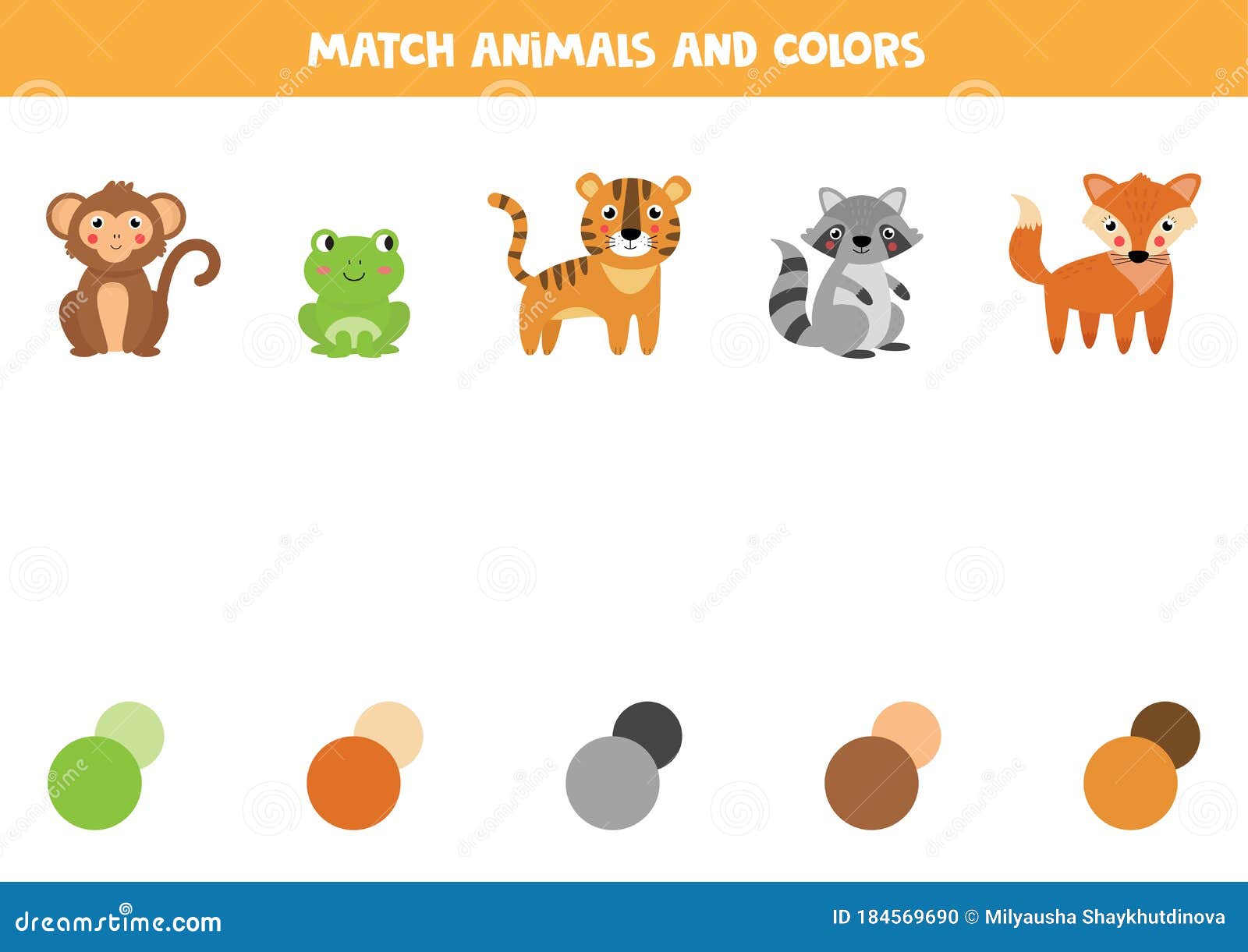 Match Animals and Their Colors. Educational Worksheet for Kids. Stock  Vector - Illustration of forest, education: 184569690