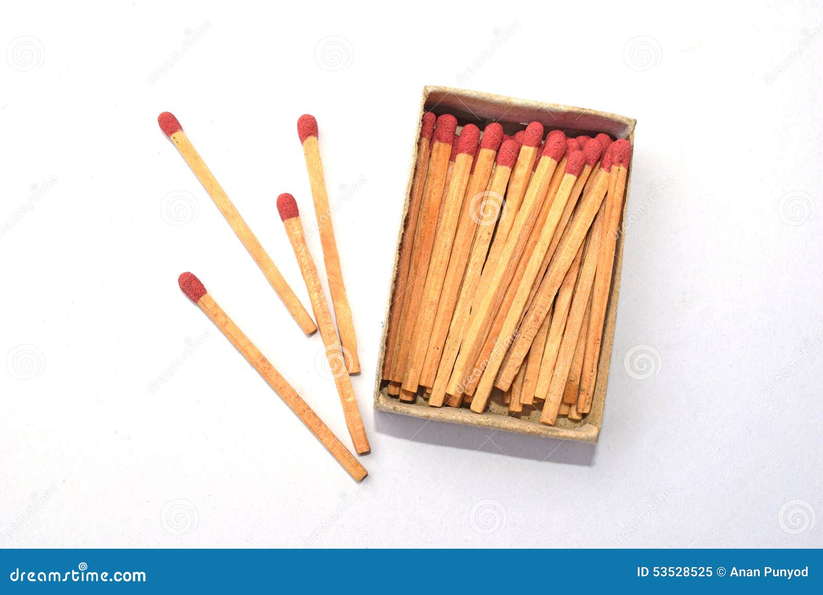 The Match Box and Matches Isolated on White Background Stock Image