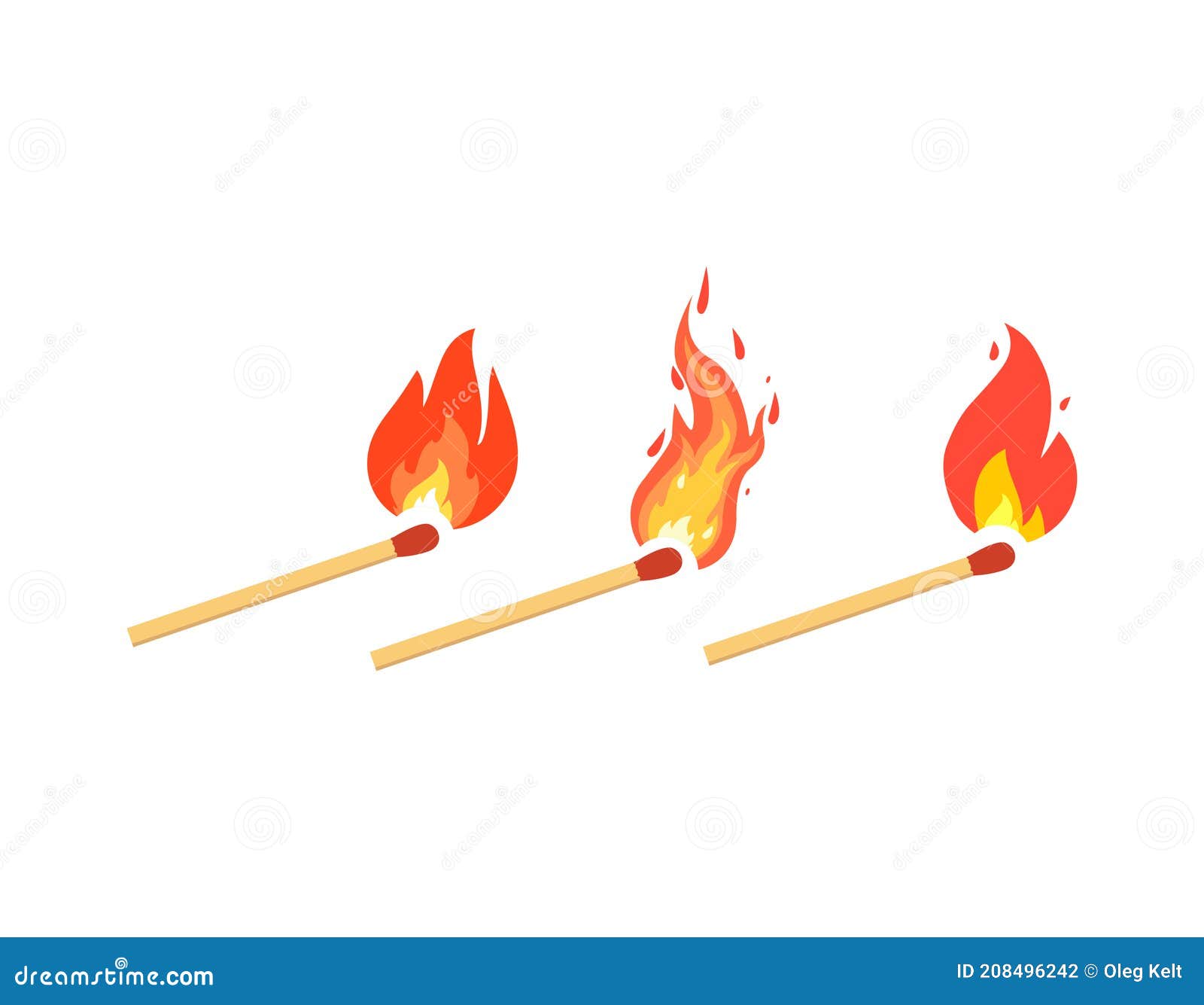 The Match is Burning. Danger Symbol and Flammable Object. Isolated Vector Illustration in Flat