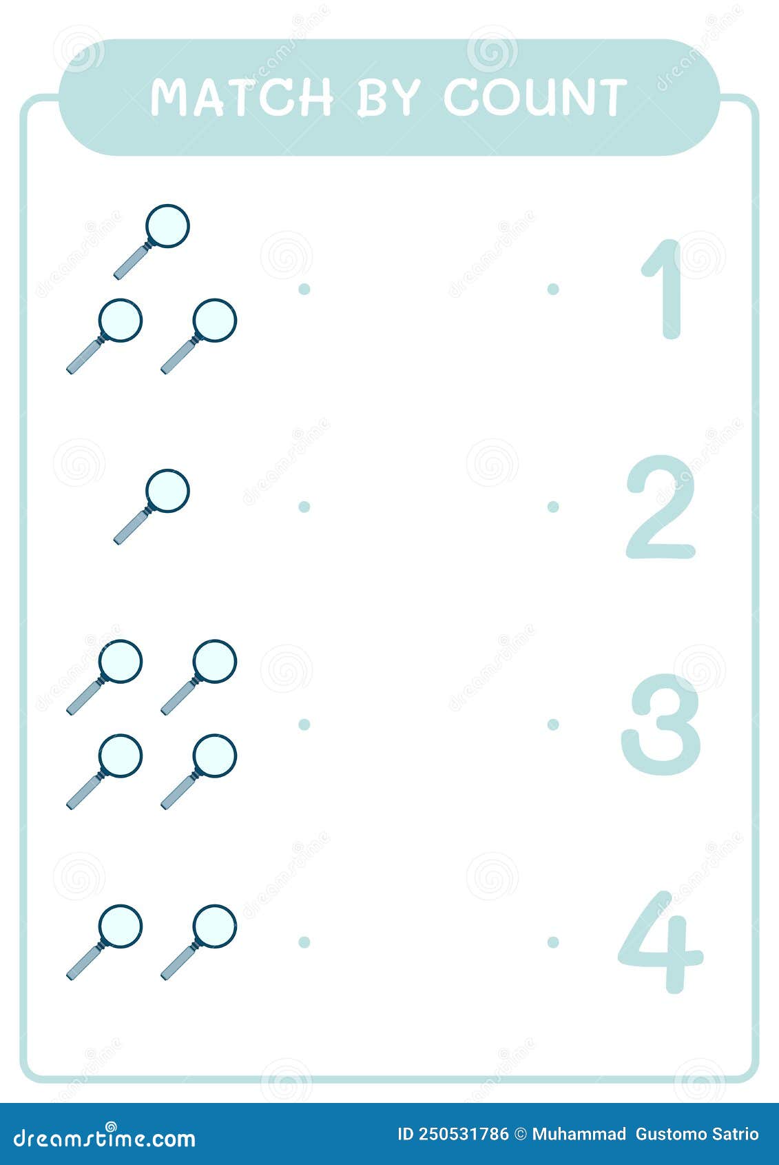 Match by Count of Magnifying Glass, Game for Children. Vector Stock Vector Illustration of