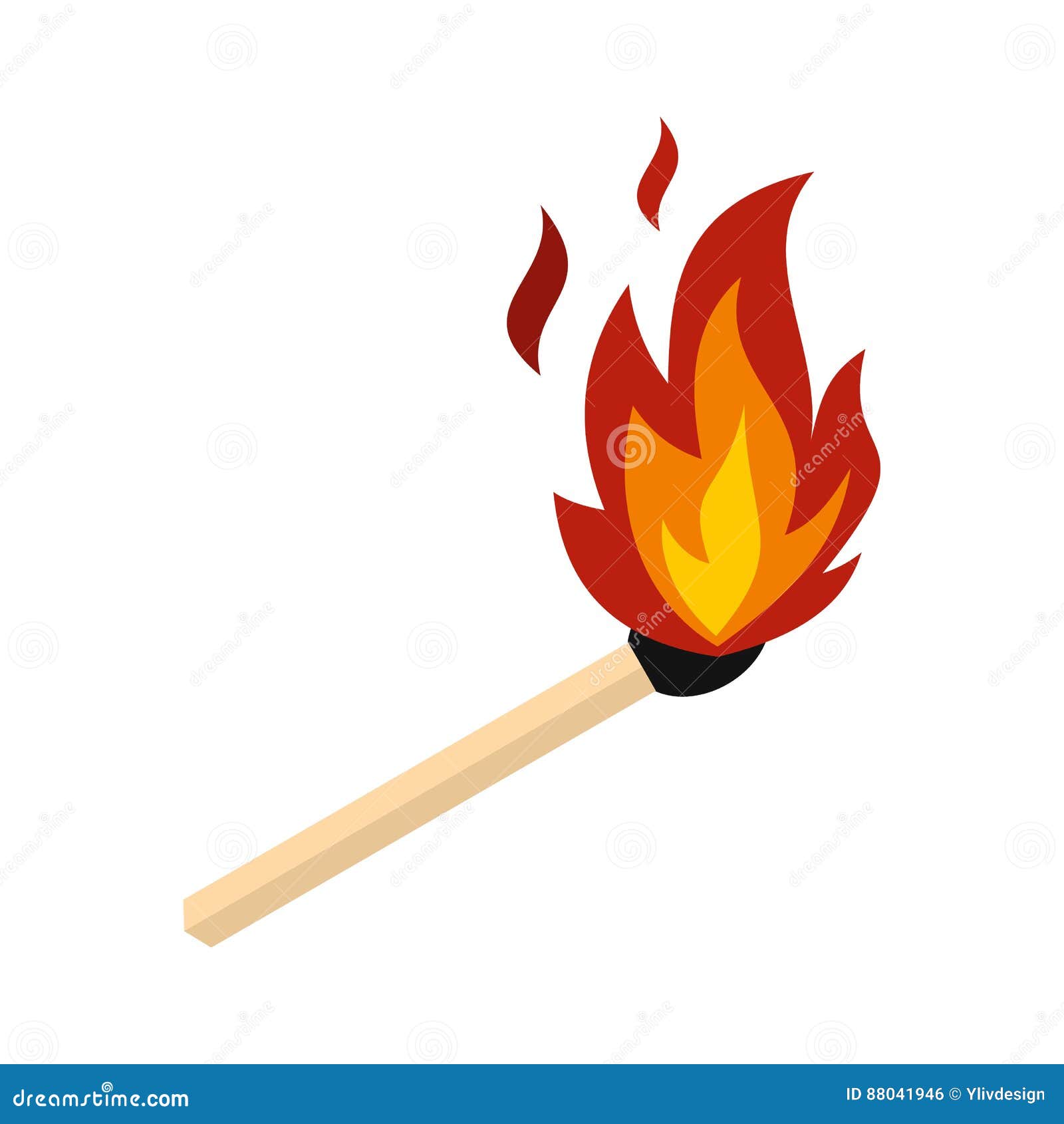 match with fire icon, flat style