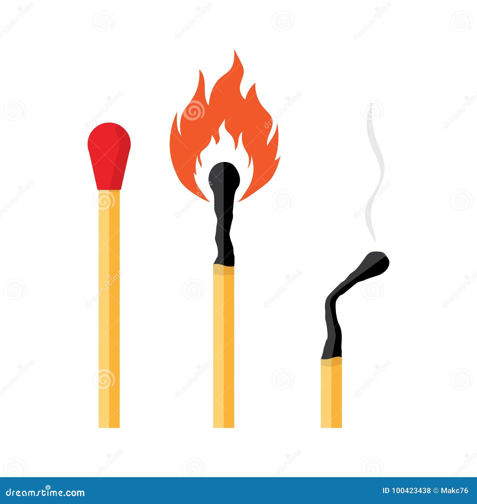 Match on fire stock vector. Illustration of stick, white 100423438