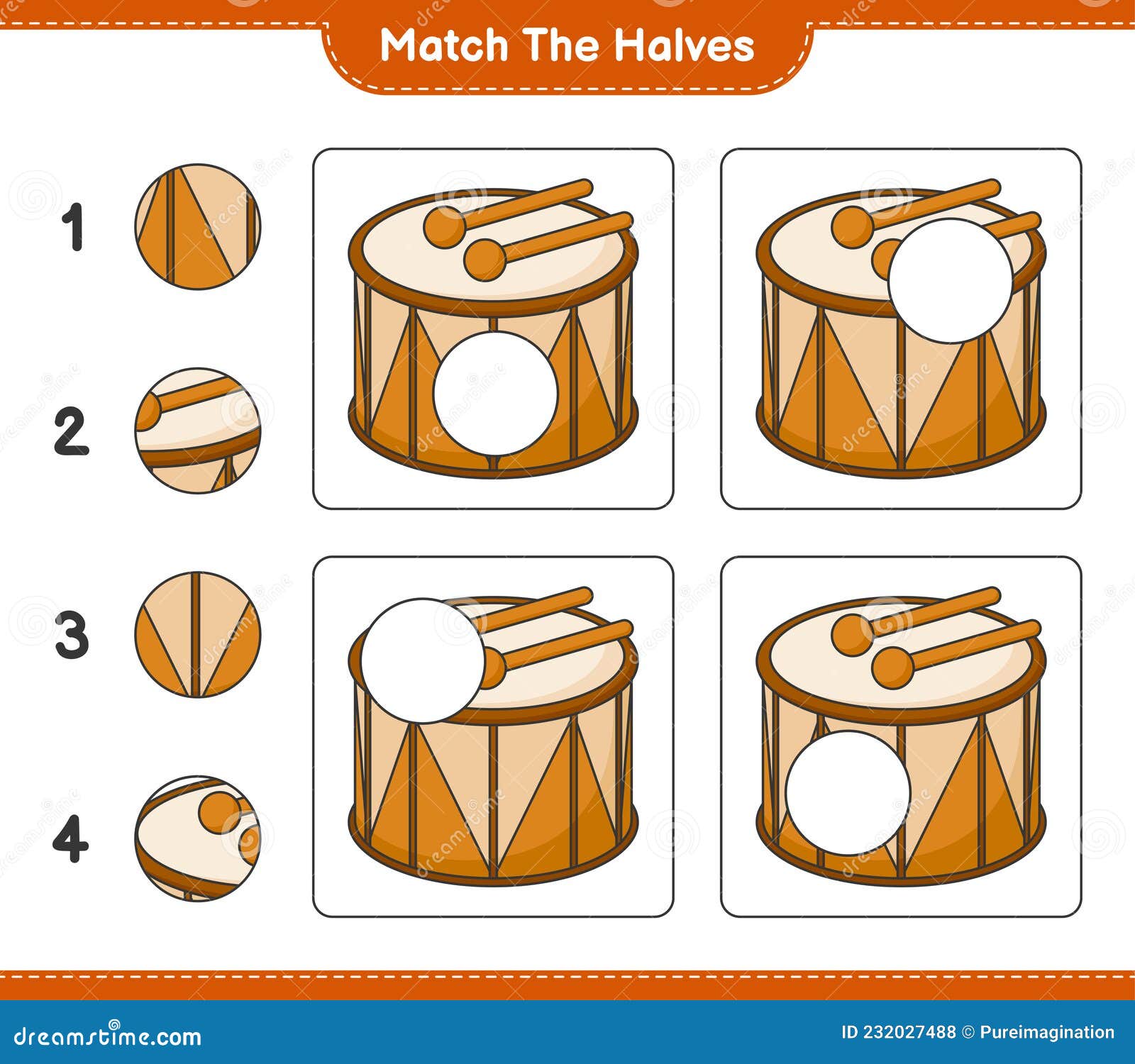 Match the Halves. Match Halves of Drum Stock Vector Illustration of