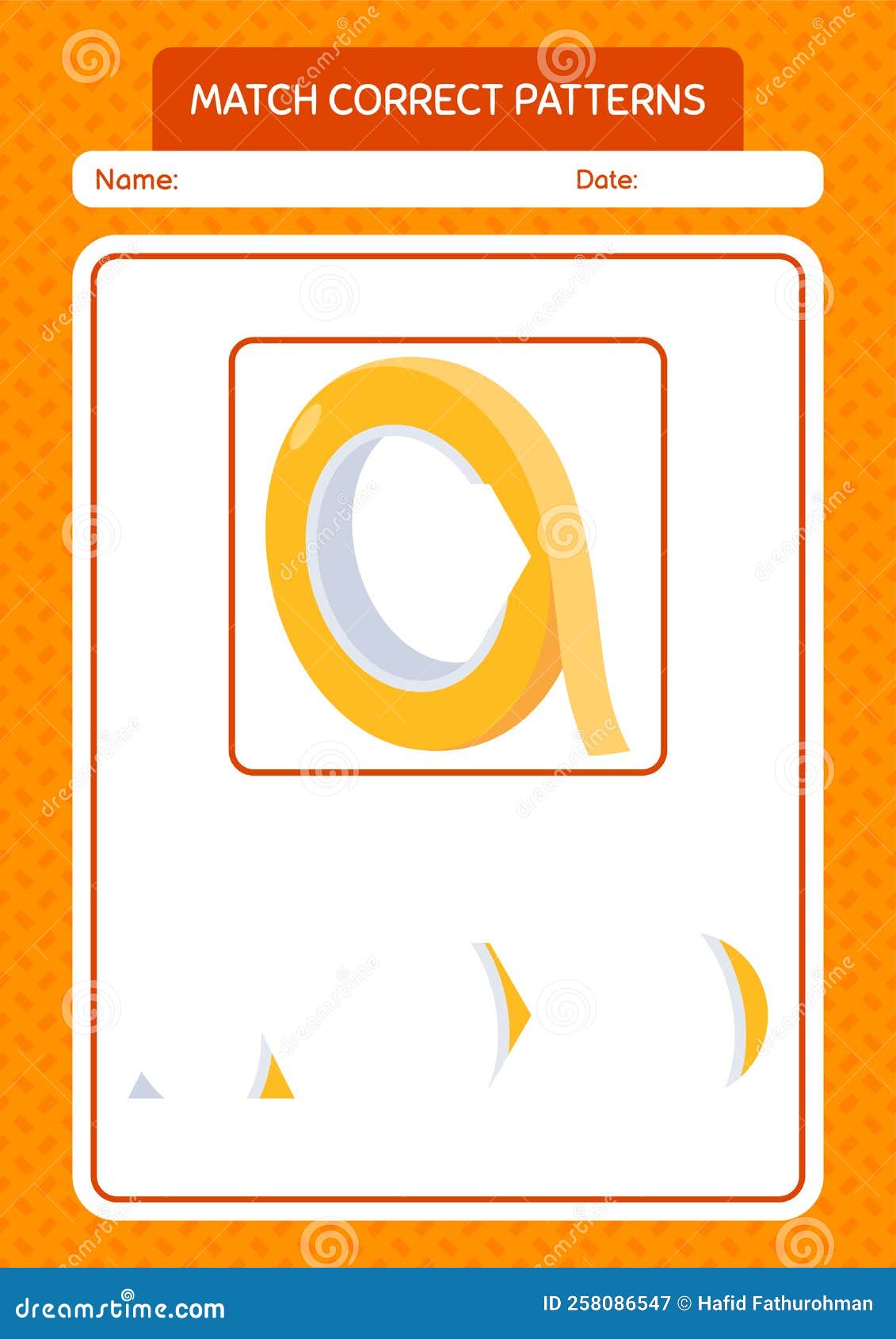 Match Pattern Game with Masking Tape. Worksheet for Preschool Kids ...