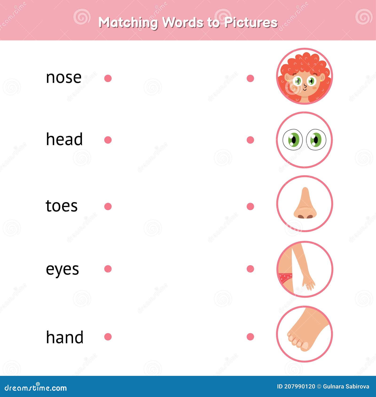 match the words to pictures. learn to read matching game for kids