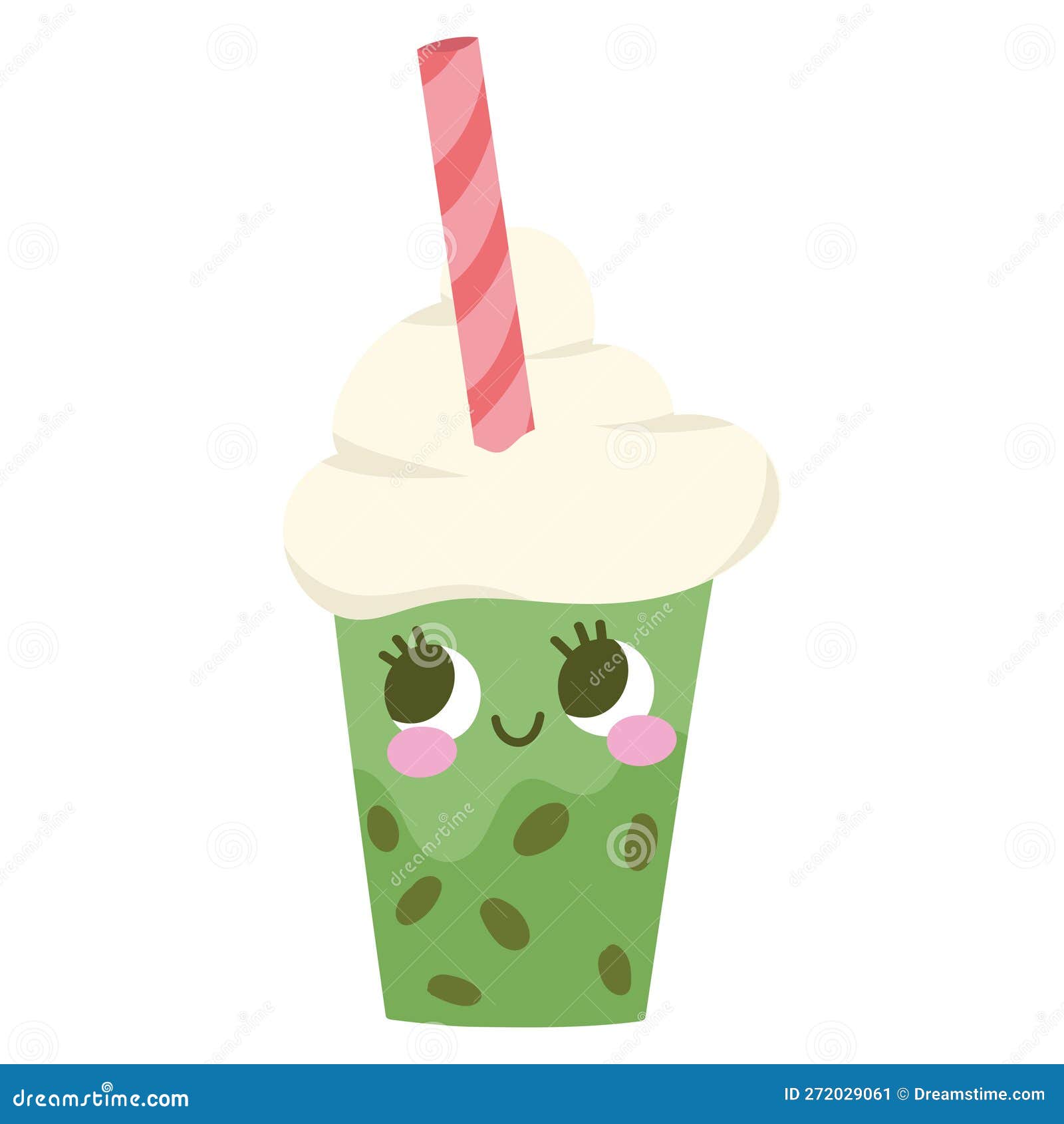 Matcha Cold Beverage Cartoon Stock Illustration Illustration of
