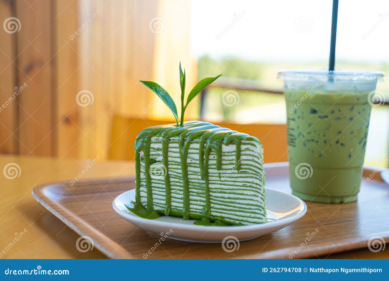 Matcha Green Tea Crepe Cake Stock Photo Image of herb, fresh 262794708