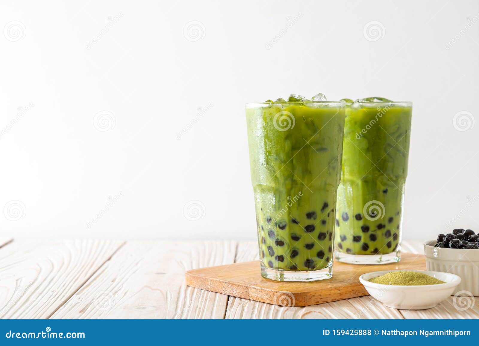 Green Tea Latte with Bubble Stock Photo Image of fresh, brown 159425888