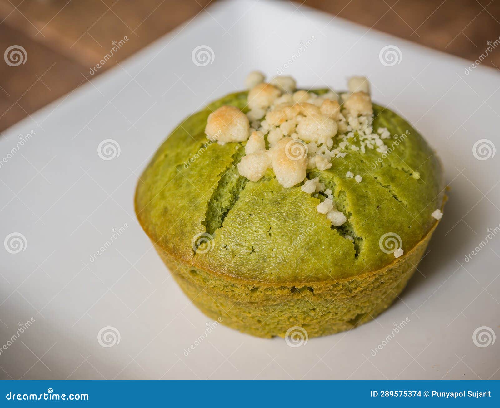 Matcha Green Tea Muffin on a White Dish Stock Photo Image of homemade