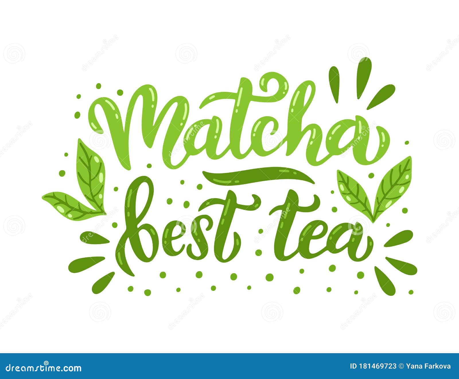 Matcha Green Tea Quote Isolated on White Background. Matcha Hand Drawn