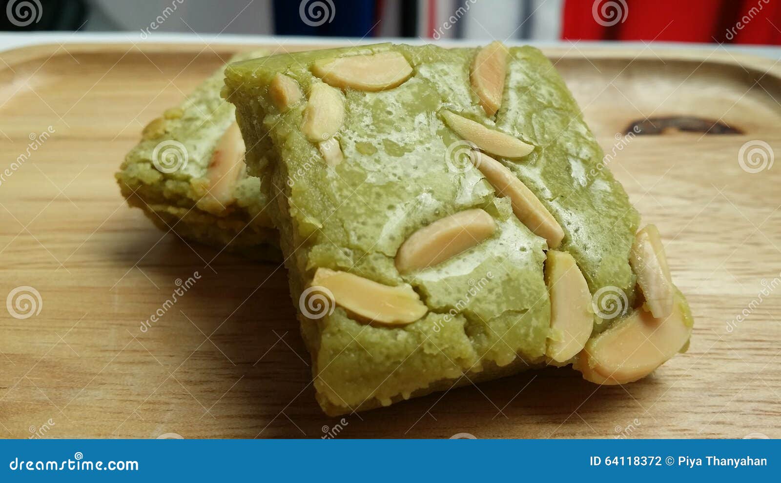 Matcha Greentea Almond Brownie Stock Photo Image of matcha, almond