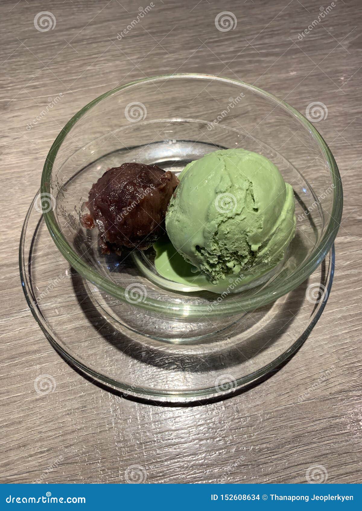 Matcha Icecream with Red Bean in Blow Stock Photo Image of ball