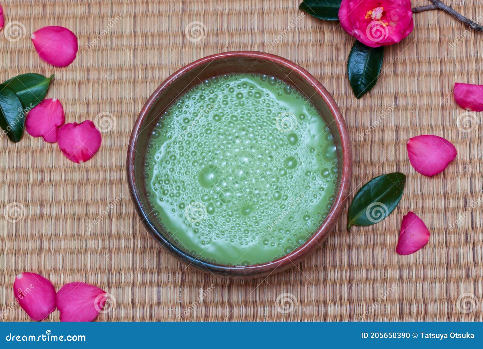 Matcha in the Japanese Tea Bowl Stock Photo Image of sasanqua