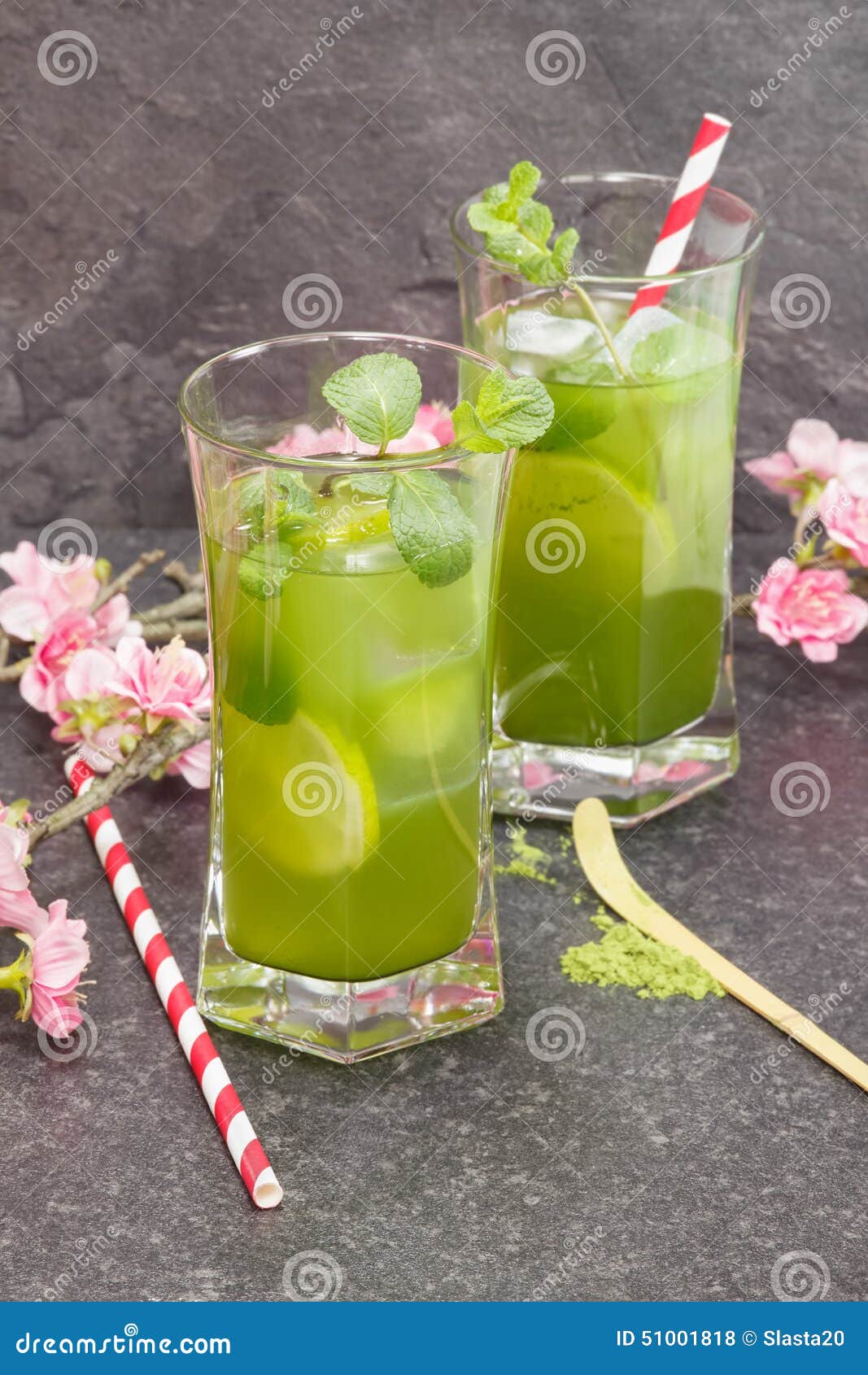 Matcha Mint Iced Tea stock photo. Image of flower, health 51001818