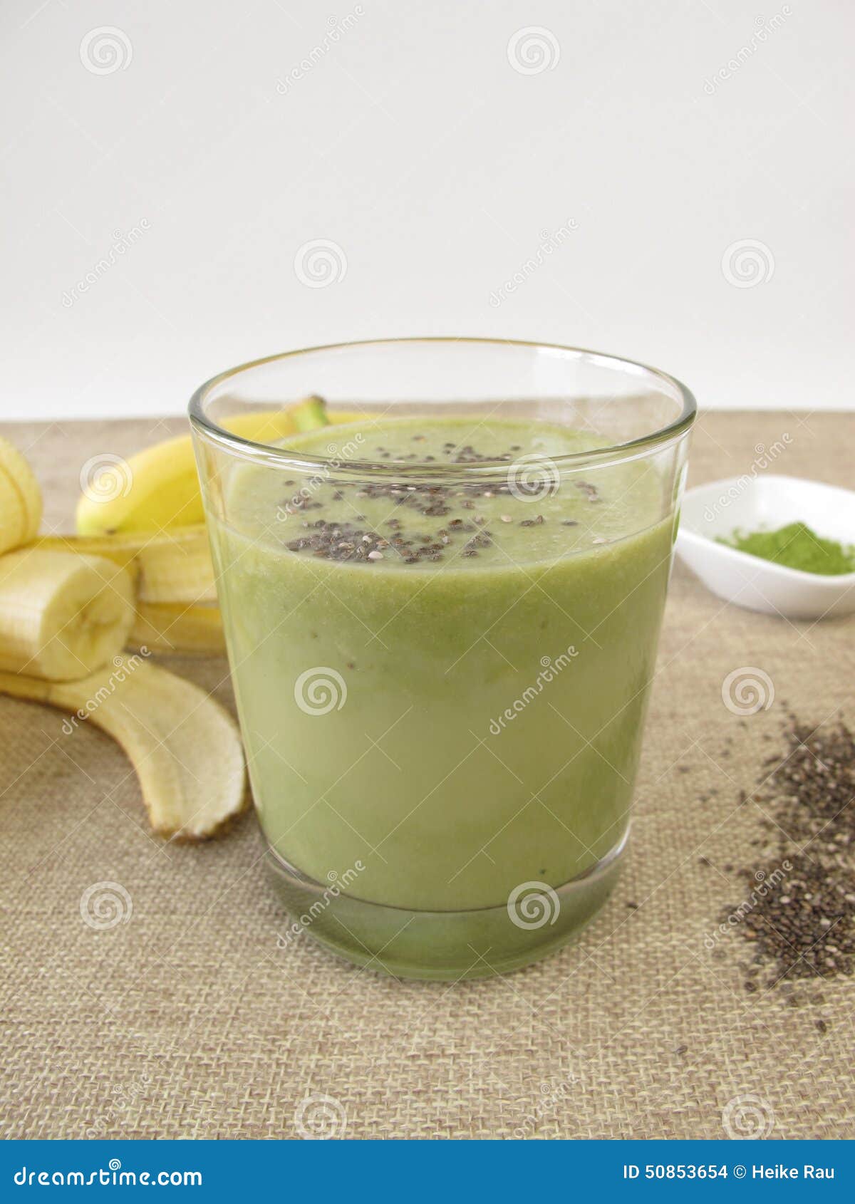 Matcha Shake with Banana and Chia Seeds Stock Photo Image of banana