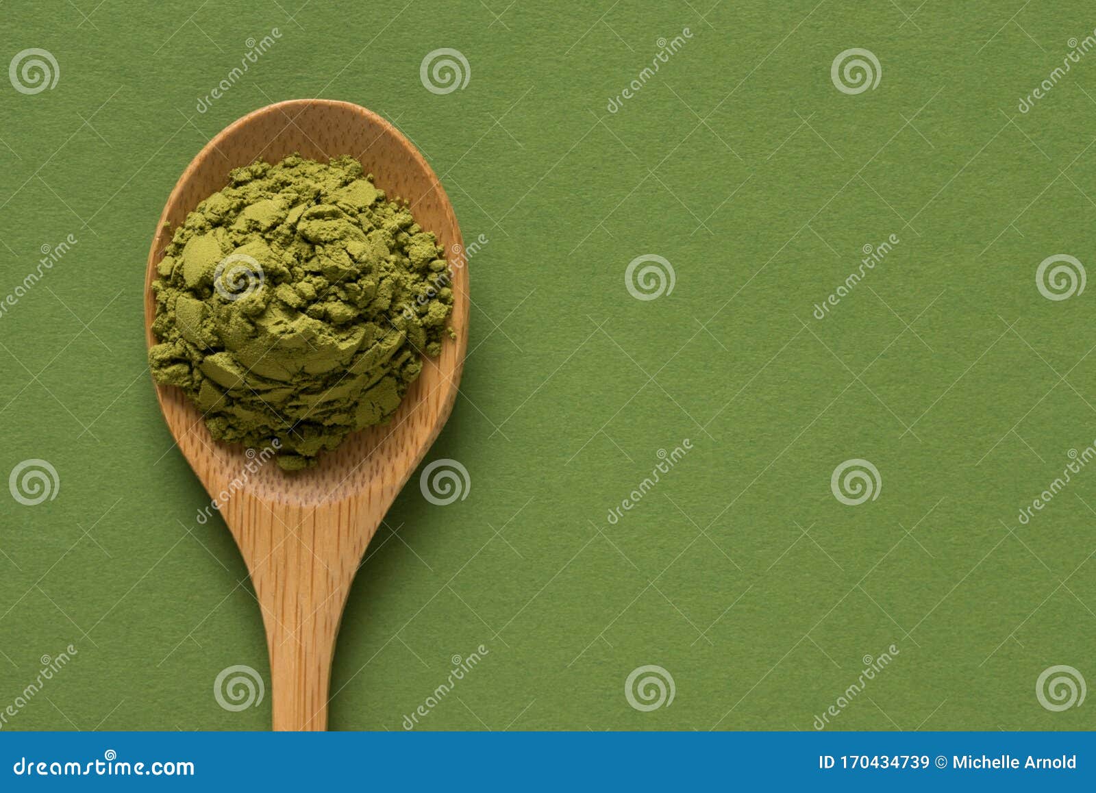 Matcha Tea Powder on a Wood Spoon Stock Image Image of food, green