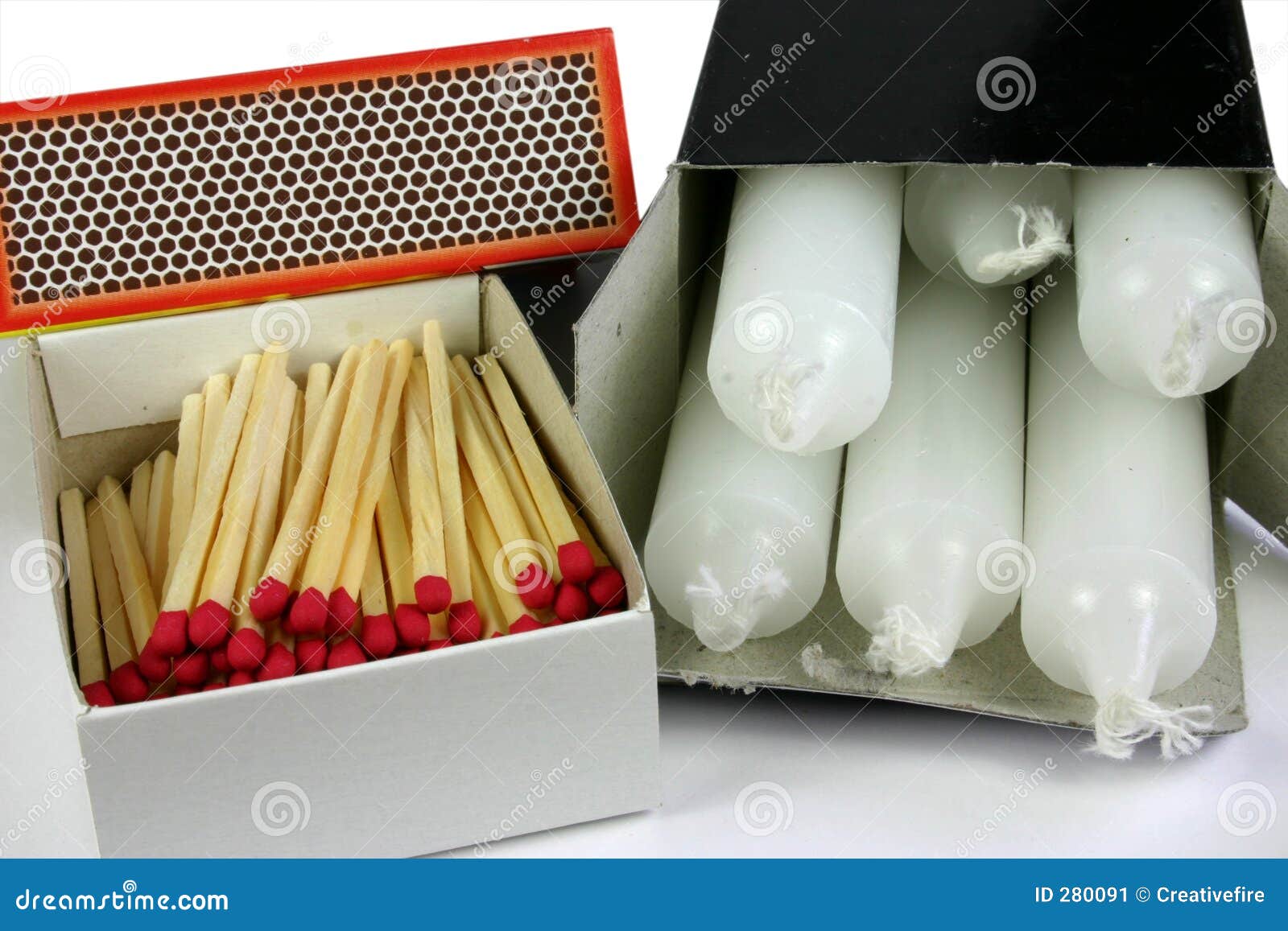 Matches and Candles stock image. Image of pack, background 280091