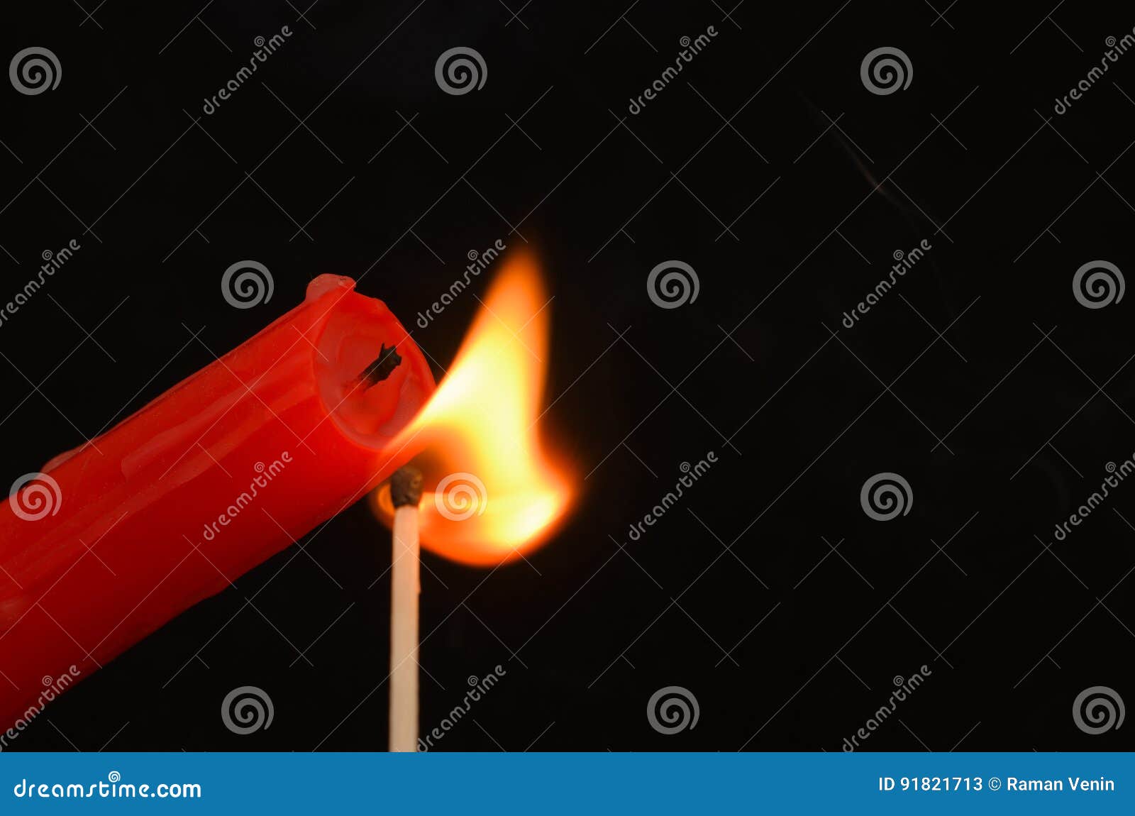 Matches with Multicolored Heads. Lighting the Candle. Stock Image