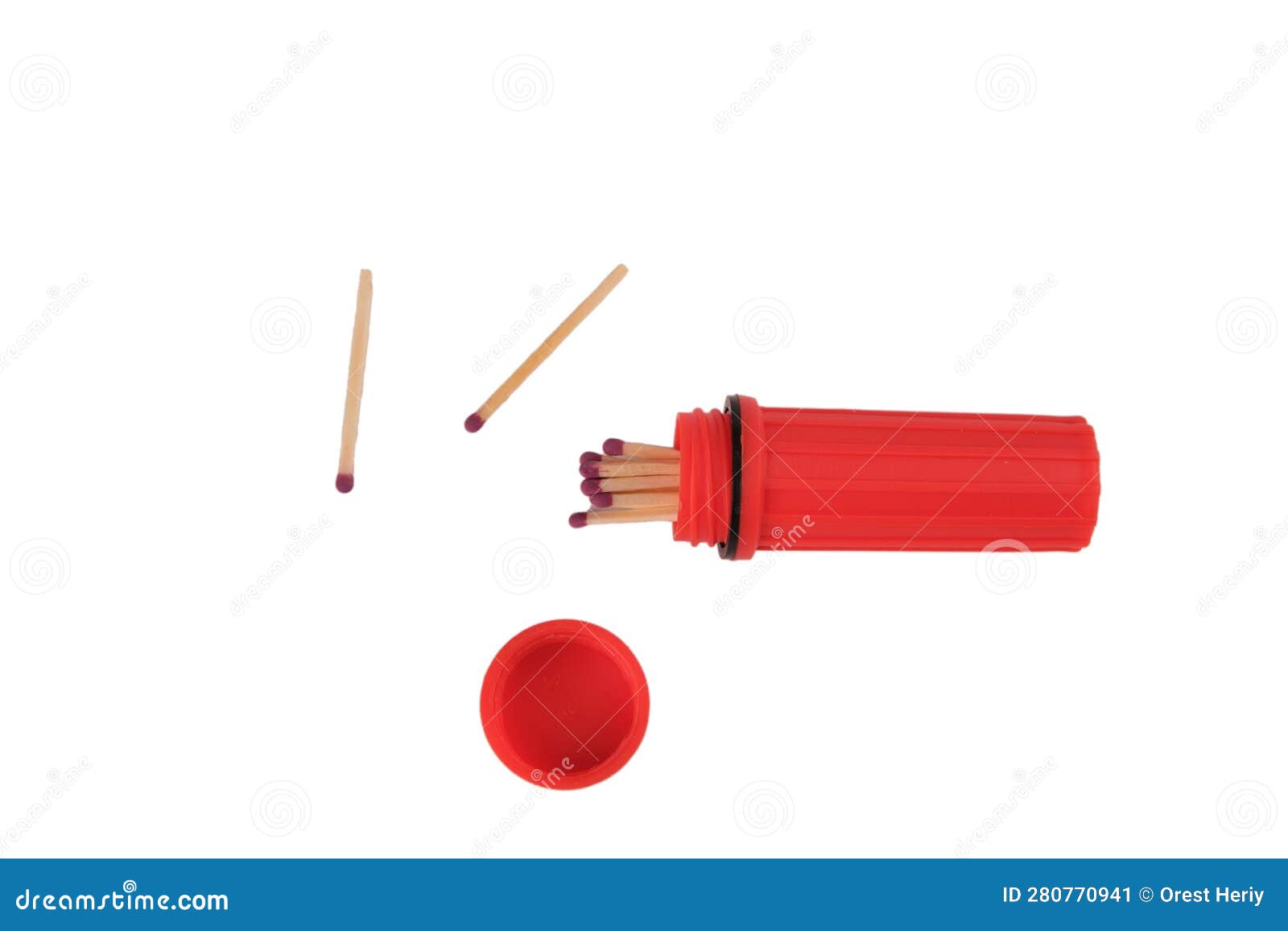 Matches in Protective Container Waterproof Plastic Small Airtight Red EDC, Insulator, Lying Down