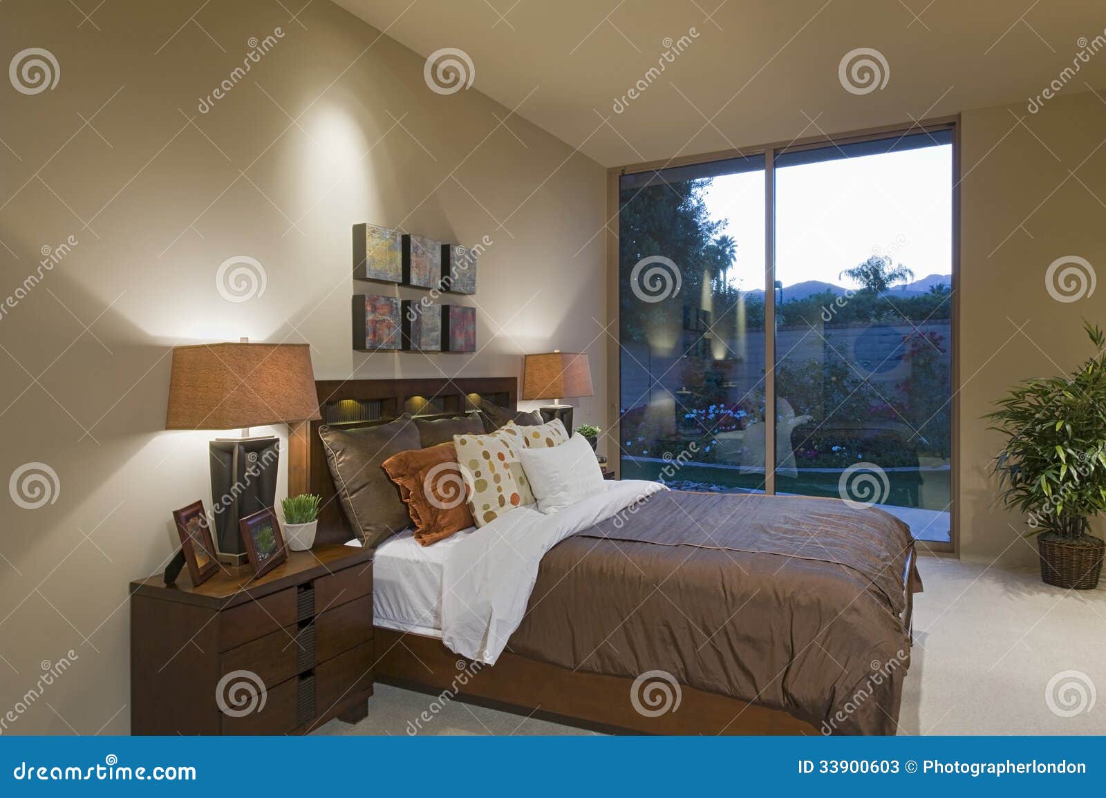 Matching Bedside Lamps at Home Stock Image Image of lampshade, house 33900603