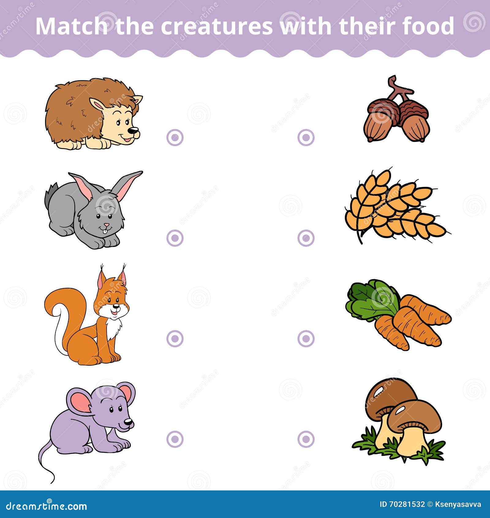 Matching Game For Children, Animals And Favorite Food Matching Game For Children, Animals And Favorite Food
