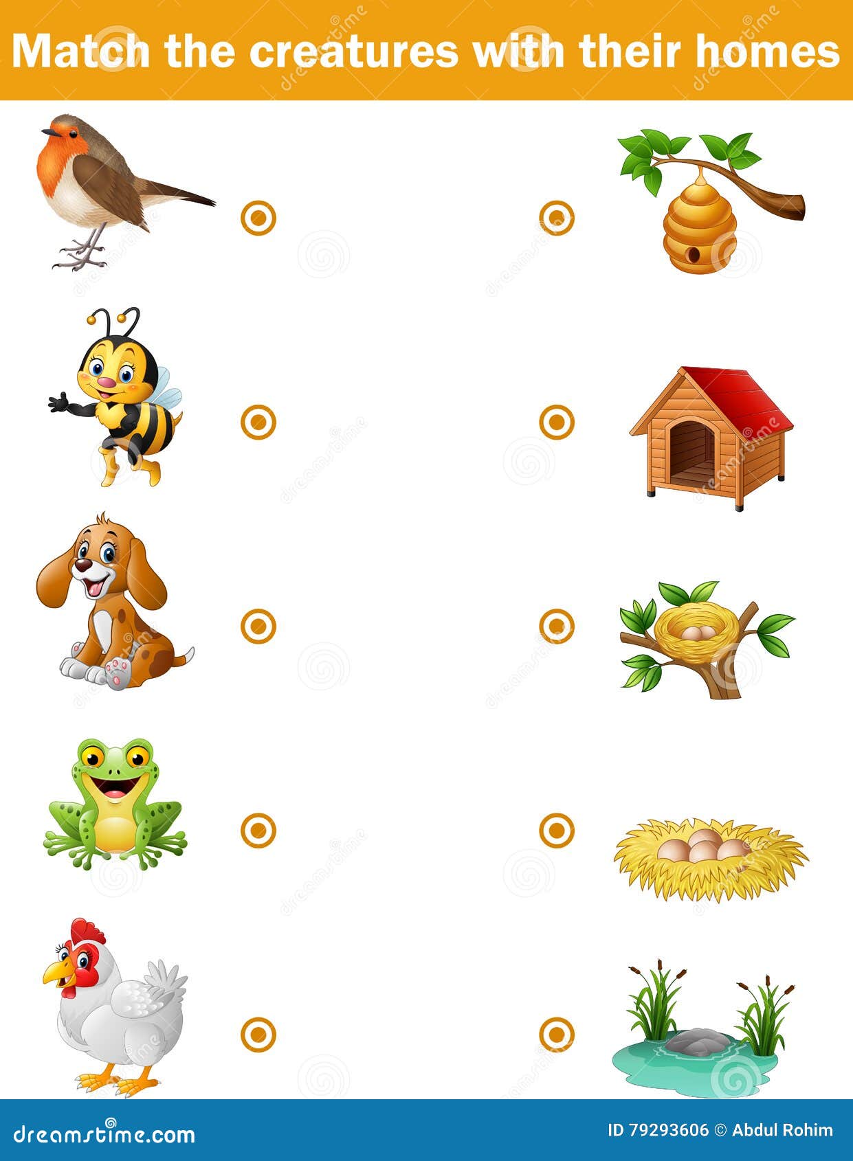 Matching Game For Children, Animals With Their Homes Stock ...