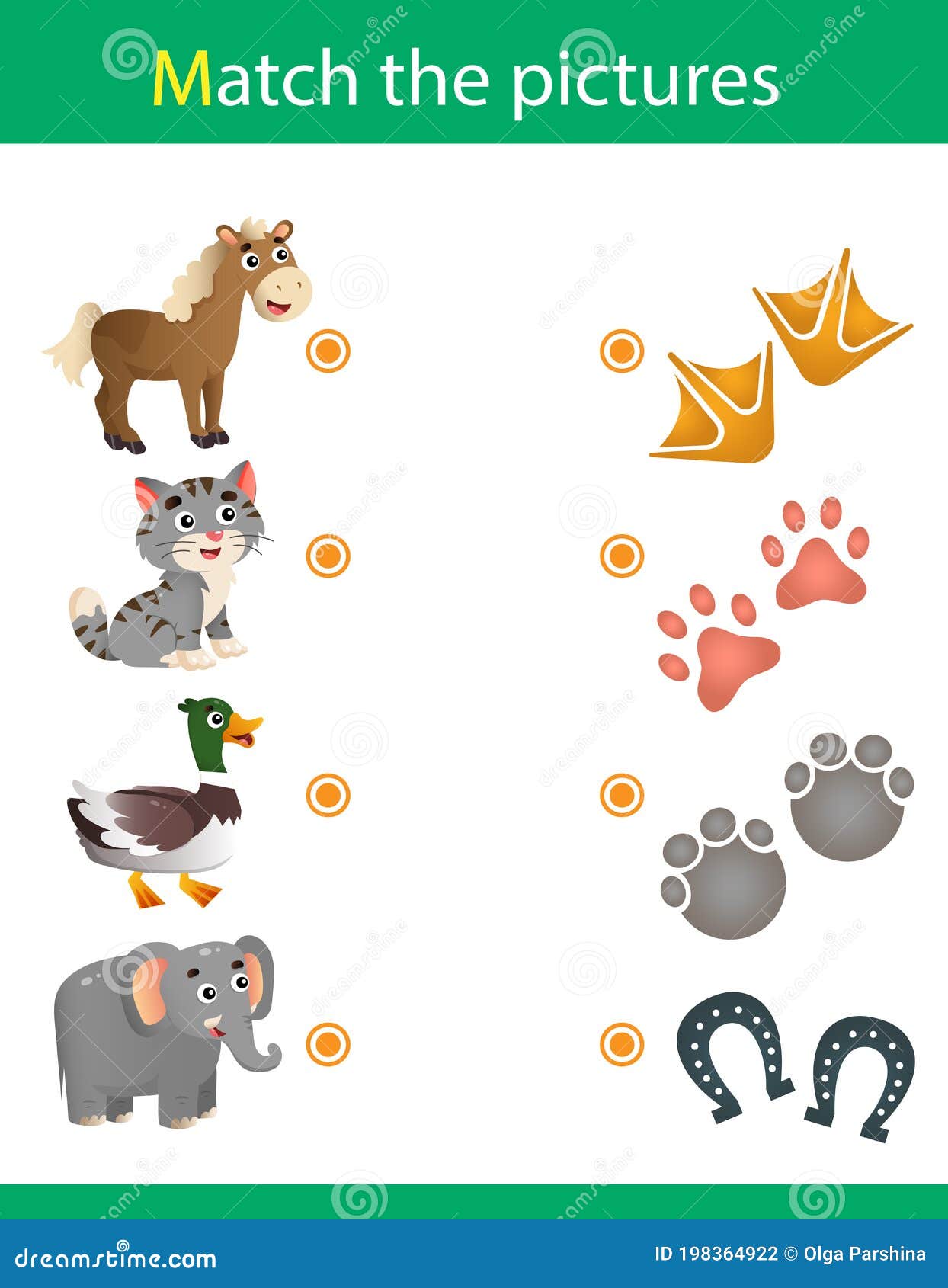 Matching Game, Education Game for Children. Puzzle for Kids. Match the  Right Object. Animal Tracks Stock Vector - Illustration of design, choose:  198364922