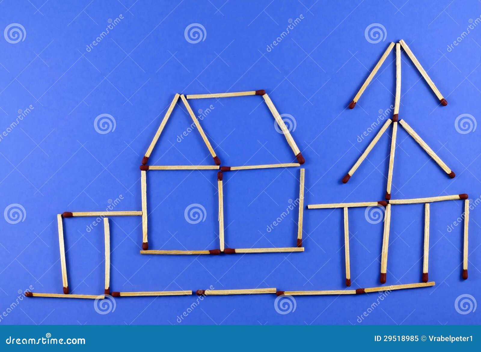 Matchsticks House with Tree Stock Image Image of primitive, power