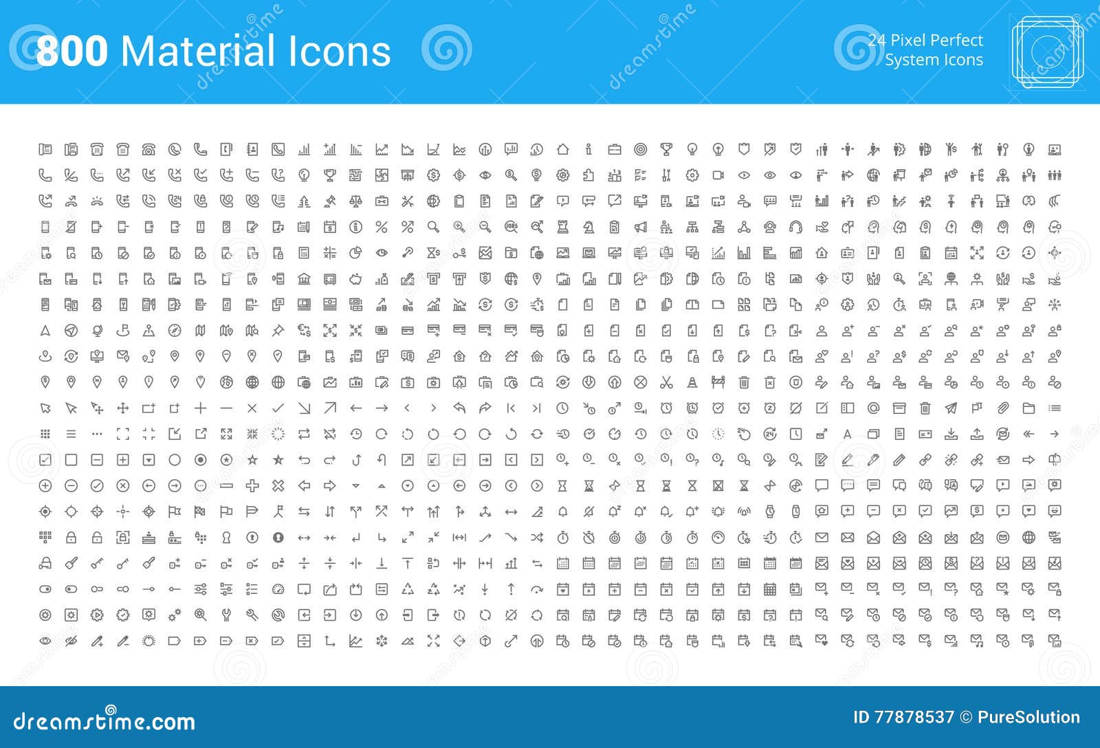 material  pixel perfect icons set