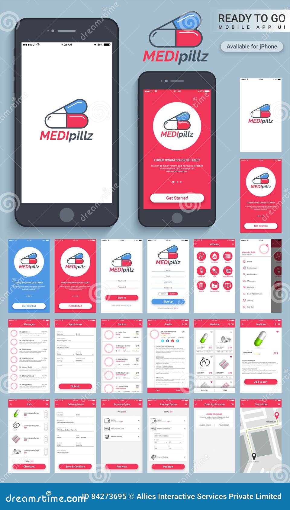 material  ui, ux, gui screens for health & medical.