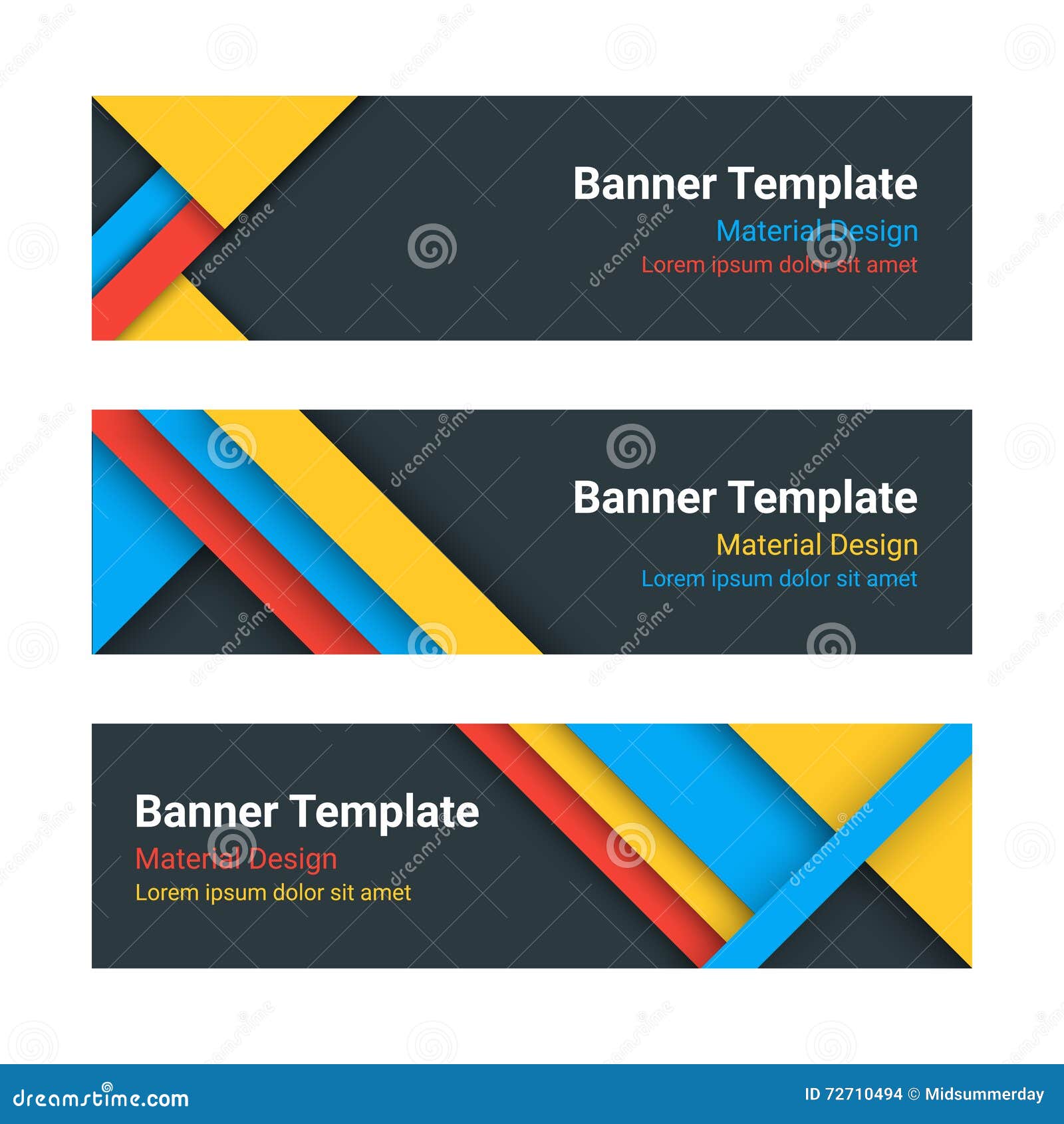 material design web banners set of modern colorful horizontal
