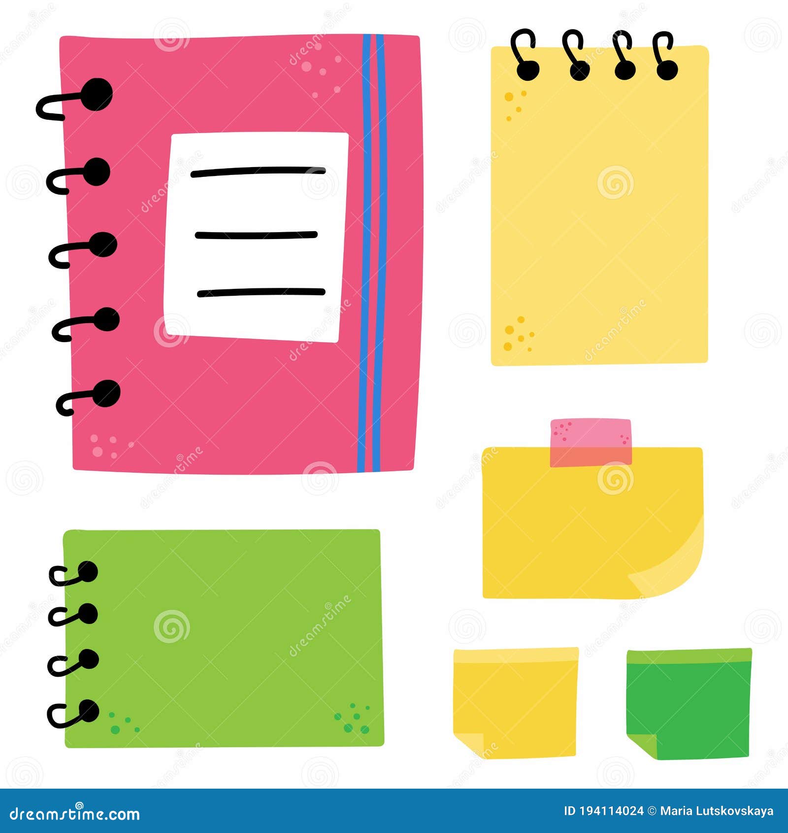 material escolar, papelería y espacio para texto en el bloc de notas  Fotografía de stock - Alamy