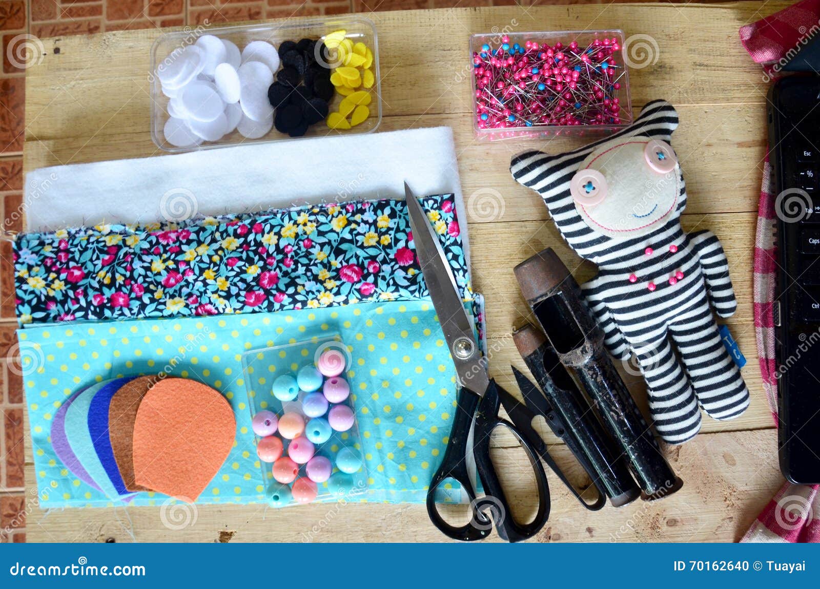 Material and Tools for Making Fabric Doll Stock Photo Image of handmade, creative 70162640
