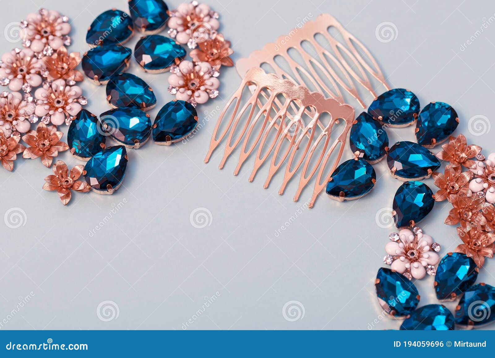 Materials for Creating Jewelry. Navy Blue Rhinestones, Hair Combs