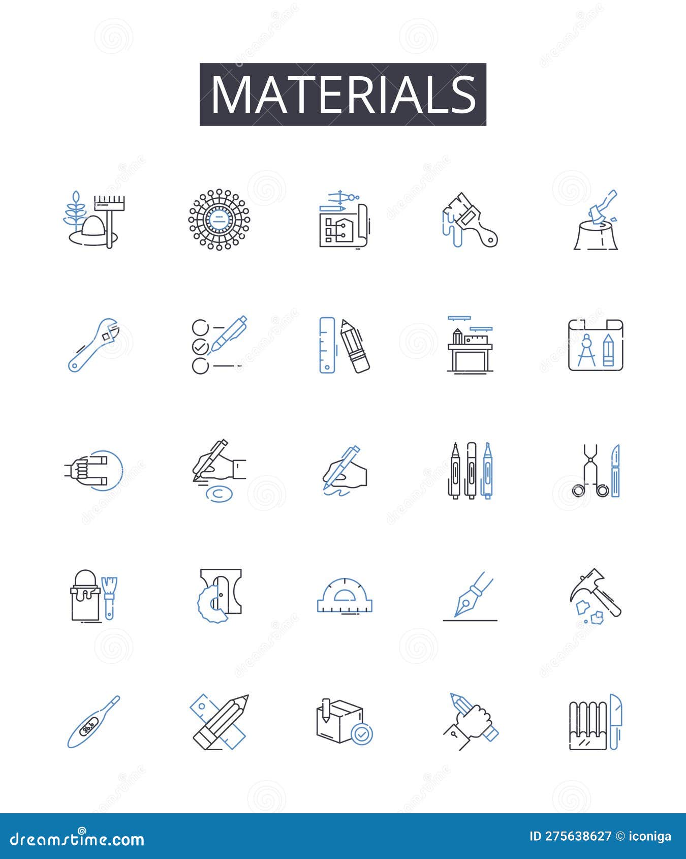 materials line icons collection. comestibles, ingredients, s, compnts, resources, substances, stuff  and