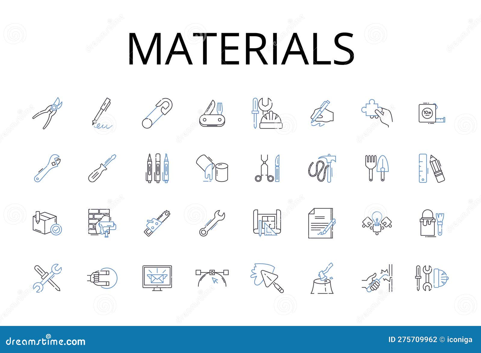 materials line icons collection. comestibles, ingredients, s, compnts, resources, substances, stuff  and