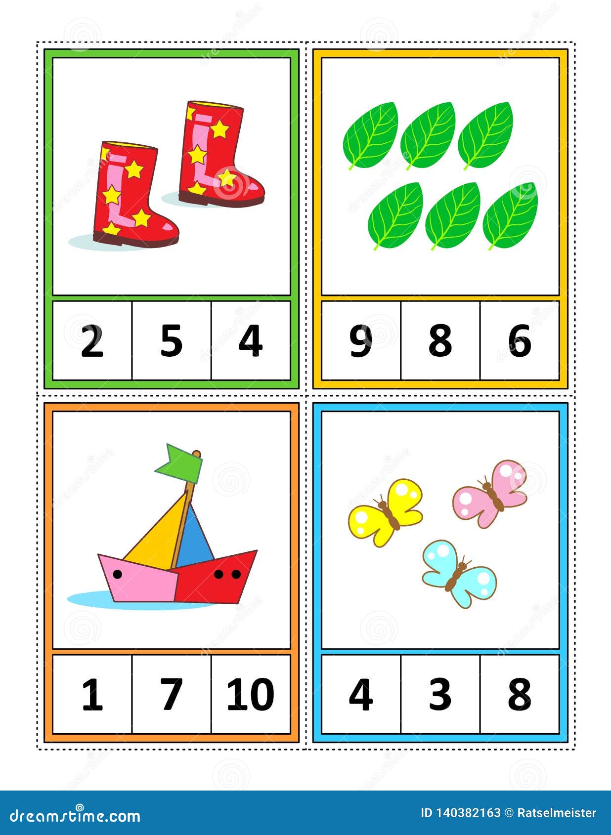 math activity page for kids learn and practice counting circle the correct answer stock vector illustration of activities leaf 140382163