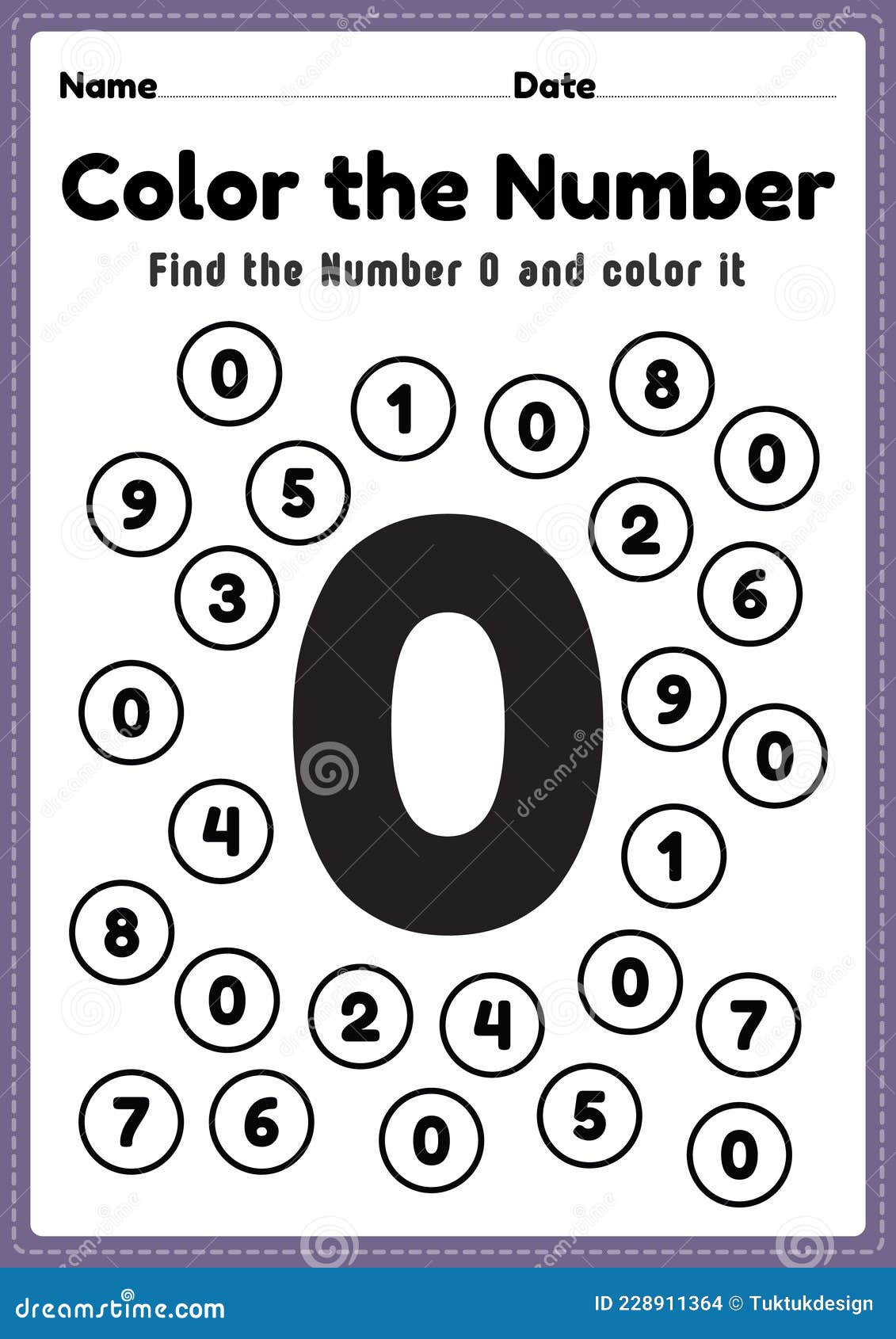 math coloring counting number 0 worksheet maths activities for kindergarten kids to learn basic mathematics skills stock vector illustration of educate mathematics 228911364