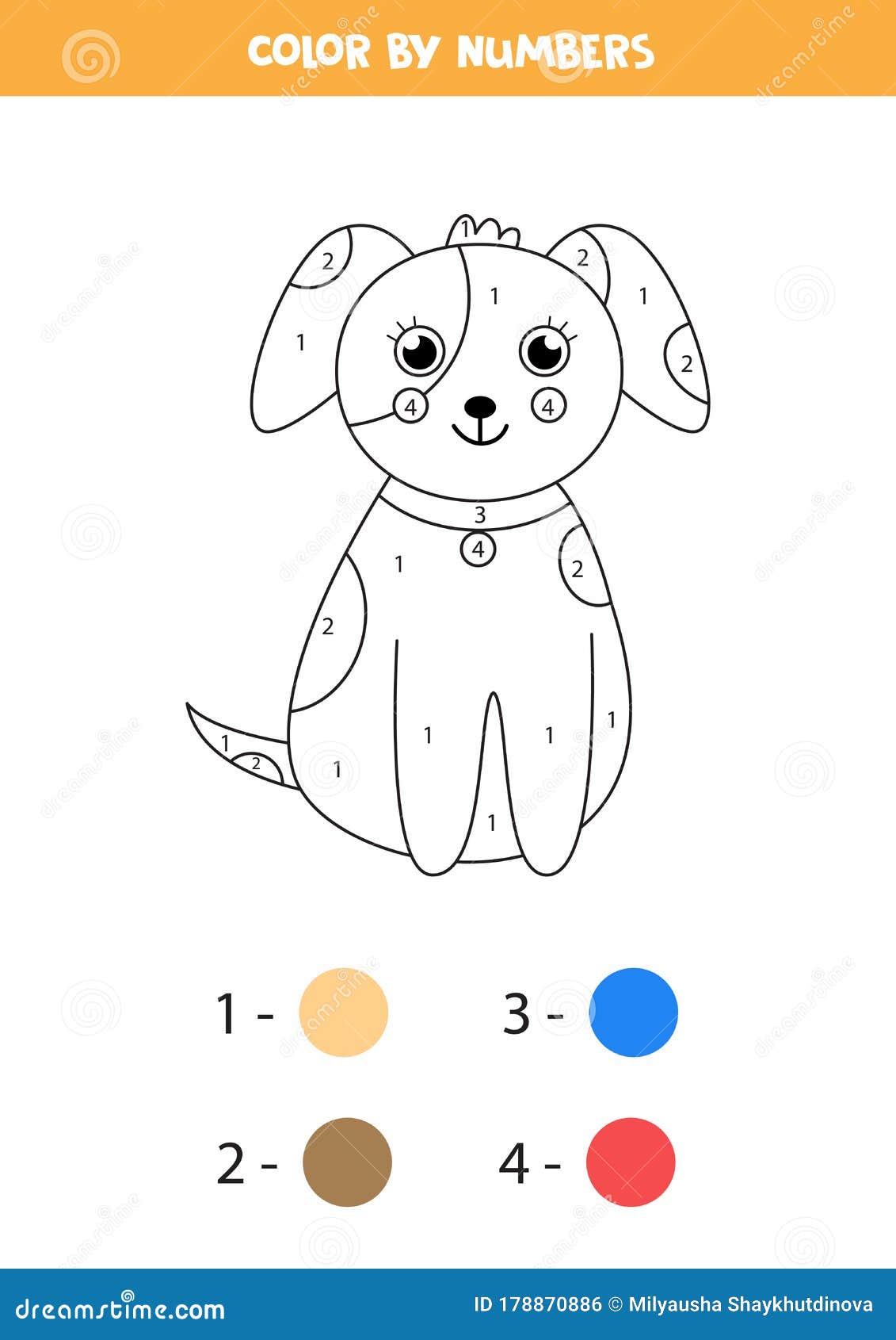 Math Coloring Page for Children. Color Cute Carton Dog Stock ...