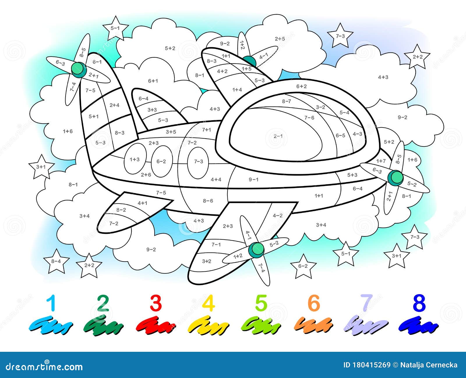 math education for little children. coloring book. mathematical exercises on addition and subtraction.